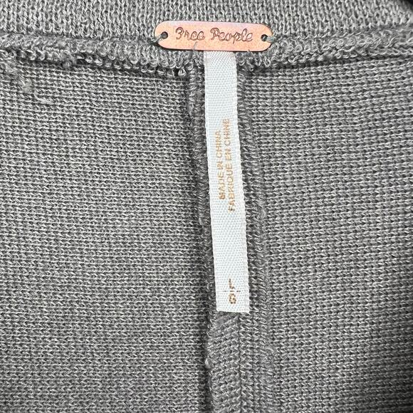 Free People Double Breasted Cardigan Sweater Sz L Gray Beige Boho Lagenlook Art - Picture 2 of 9